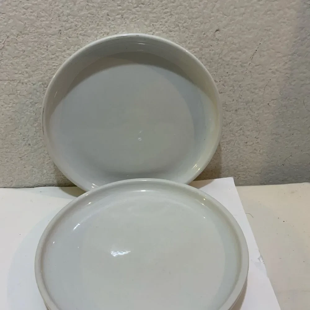 Crate & Barrel Culinary Arts Set of 3 White Porcelain Deep Rim Dinner Plates